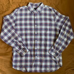 Red, White, Blue J. Crew Oxford Plaid Long sleeve Button Down